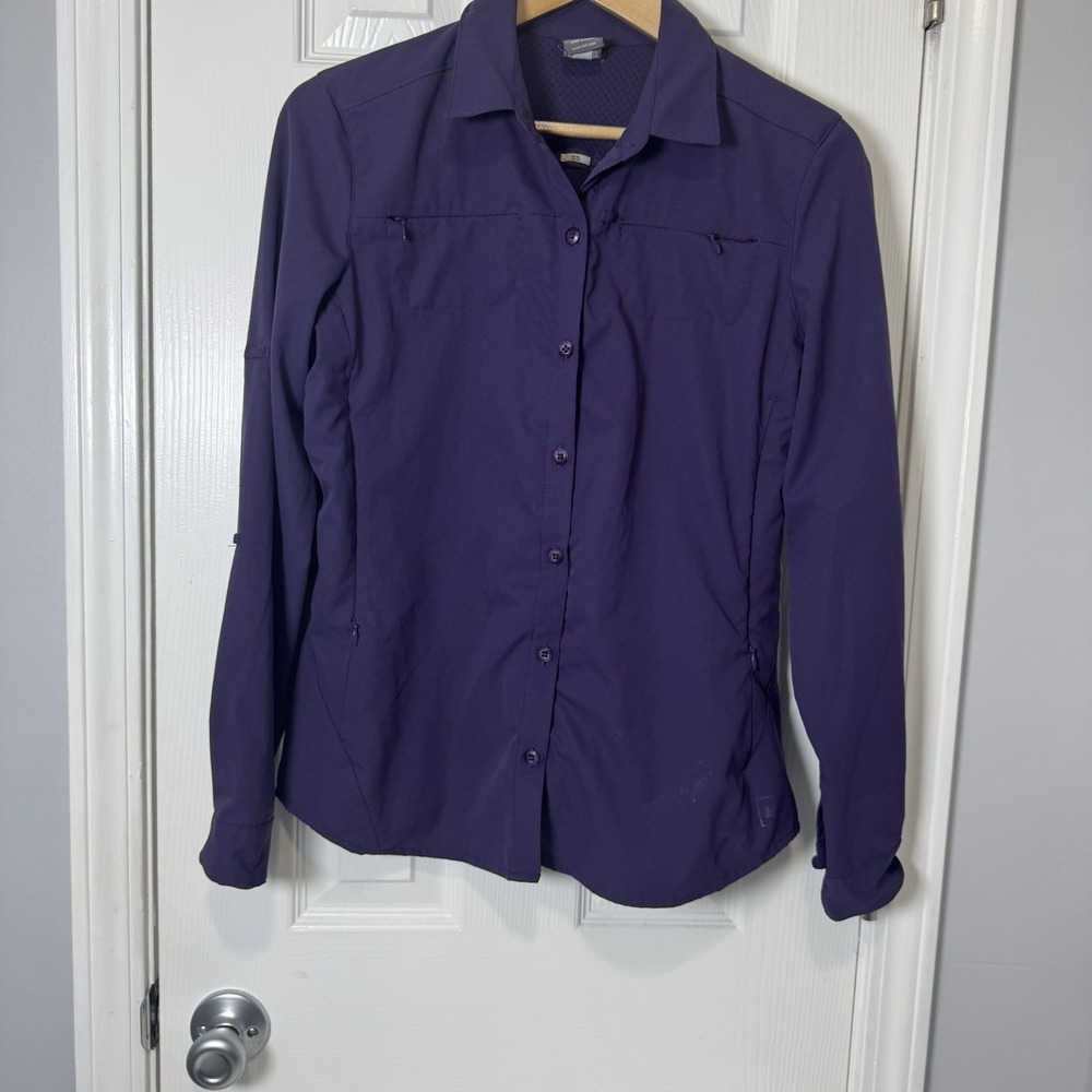 REI Tactel Nylon UPF 40 Button Up Woman's Medium Purple Outdoors Hiking